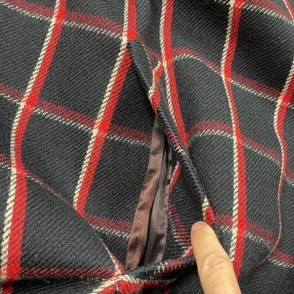Vintage Pauline Trigere A Trigere Coat Wool Union Made Black Plaid Size 12 70s - Picture 11 of 11